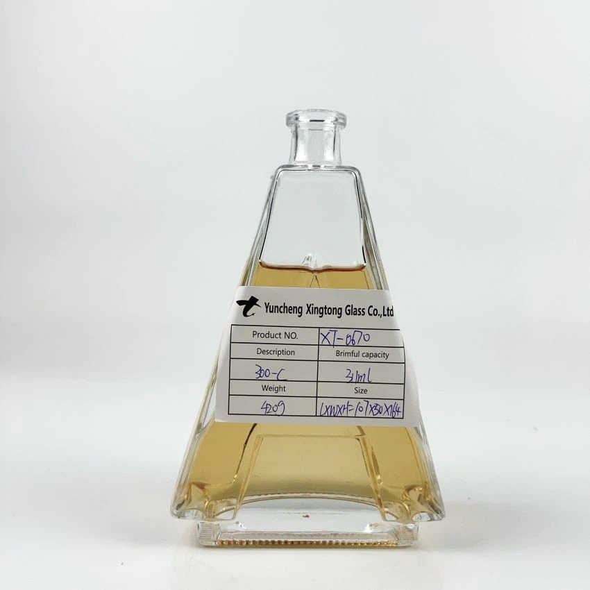 300ml 420g 文字A型 広口ピラミッド型 カスタマイズ空テキーラ ウイスキー ウォッカ ガラスボトル