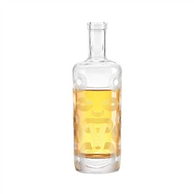 ウォッカ用エンボスガラスボトル